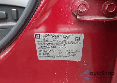 2014 Chevrolet Equinox 2Lt из США, поврежденный, VIN 2GNFLGEKXE6135030